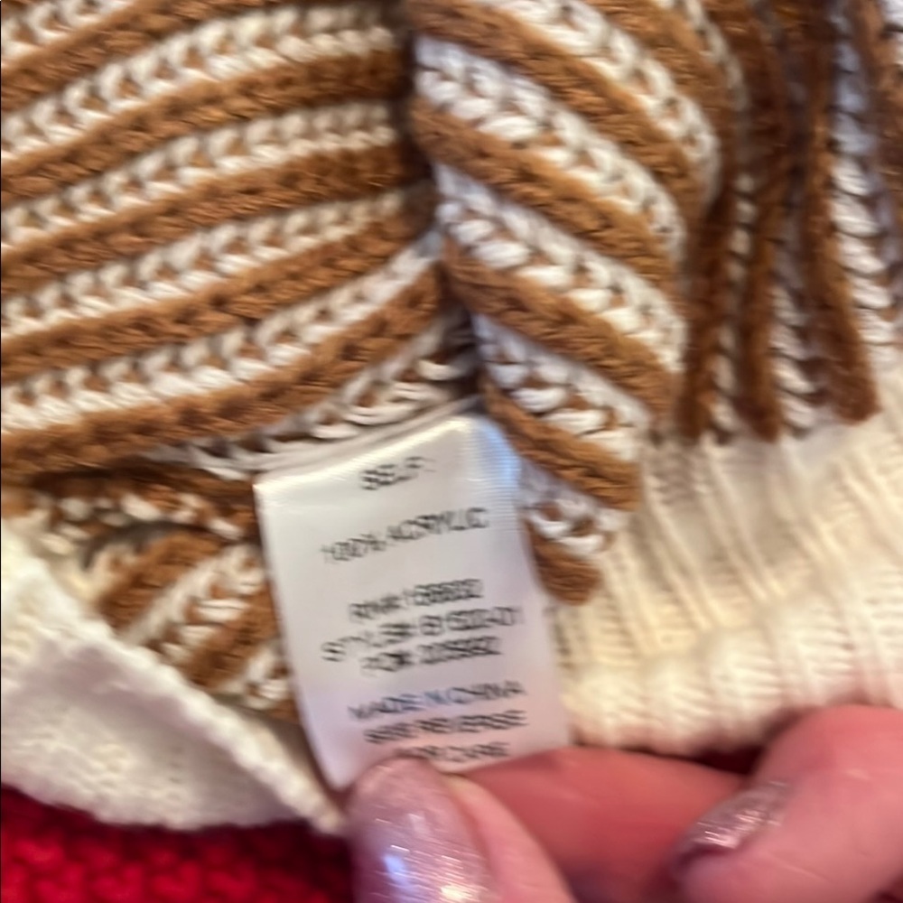 BiBi White and Brown Sweater Pants And Top With Ribbed Knit Design Size XL - Picture 6 of 15